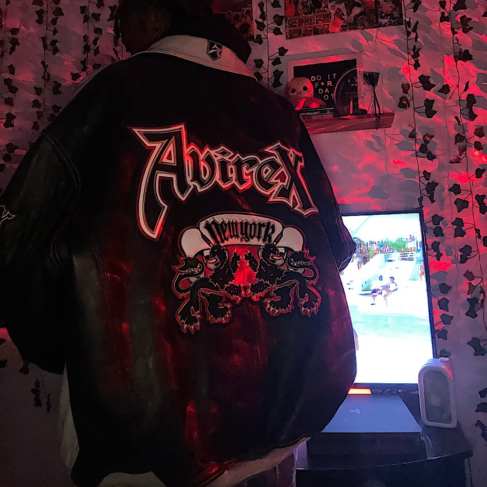 avirex lion 2tone varsity jacket